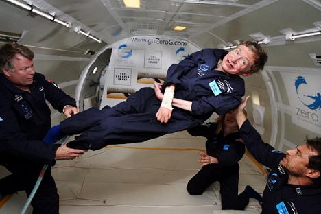In 2009, Hawking takes a trip to space ( ())